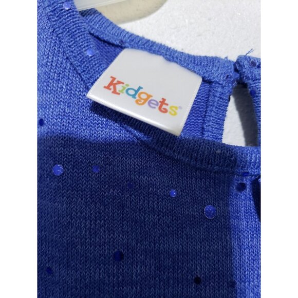 Kidgets blue, long sleeve, sparkly, peplum top with a bow, size 3T - Picture 4 of 6